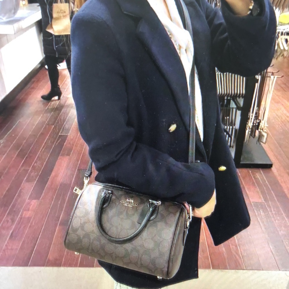 Coach Rowan Large Satchel Bag In Signature Canvas walnut black - Picture 3 of 7